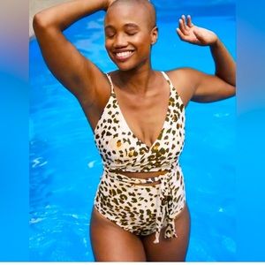Aerie Leopard Wrap One Piece Swimsuit
